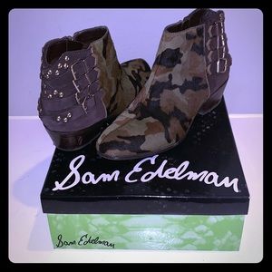 Sam Edelman camouflage calfskin hair booties